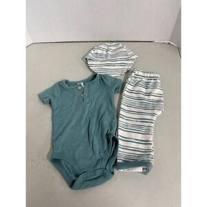 PL Baby 9m Teal Bodysuit Pants Hat Outfit Set